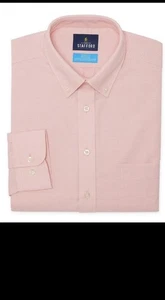 Herren Stafford Coolmax Oxford Reg Fit L/S Hemd KORALLE HAHNENTRITT 16, 17, 18 - Bild 1 von 3