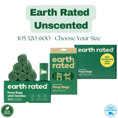 Bolsas para caca de perro con clasificación Earth con asas sin perfume - 105/120/600 a prueba de fugas Foto 1 de 4