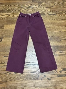 Jeans Madewell bassi larghi gamba larga bottoni mosca bordeaux prugna taglia 26 - Foto 1 di 10
