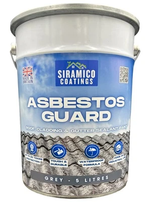 Asbestos-Guard™ Sealant Paint - Cladding Roofs, Sheets & Gutters - Grey 5 Litres - Image 1 of 4