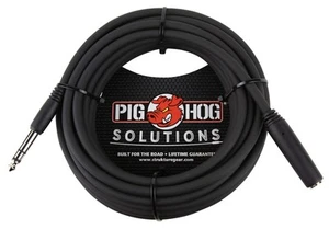 PIG HOG 25ft 1 4in TRS Headphone Extension Cable Female to Male Heavy Duty Black - Picture 1 of 4