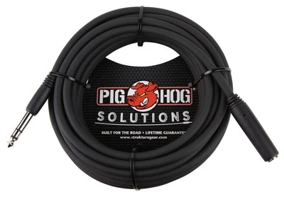 Cable de extensión de auriculares PIG HOG 25 pies 1 4 pulgadas TRS hembra a macho resistente negro Foto 1 de 4