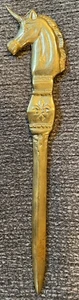 Vintage Heavy Brass Unicorn Letter Opener Pre-Owned - Picture 1 of 7