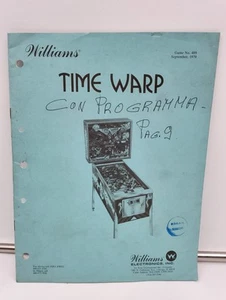Williams TIME WARP PINBALL ORIGINAL MANUAL/MANUALE ORIGINALE - Imagen 1 de 3