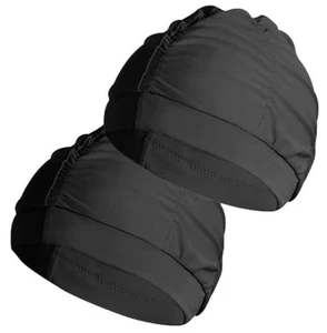 2 pcs Black Cloth Swim Caps for Women, Fabric Durable Non-Waterproof Elastic ... - Picture 1 of 5