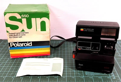 Vintage Polaroid Sun 650 Instant Land Camera 600 Film Original Box Made in USA - Image 1 of 4