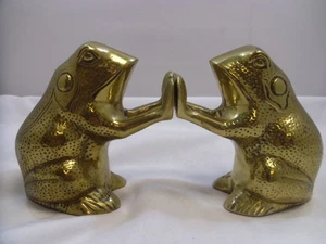Brass frog bookends 14.5 x 8 cms - Picture 1 of 11