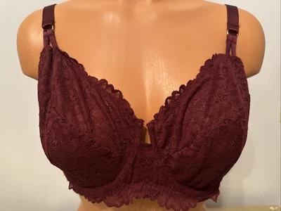 Nuevo con etiquetas Sujetador Auden Transparente Sin Forro Encaje Balconette Con Aros Rojo Baya Talla 42C Foto 1 de 4