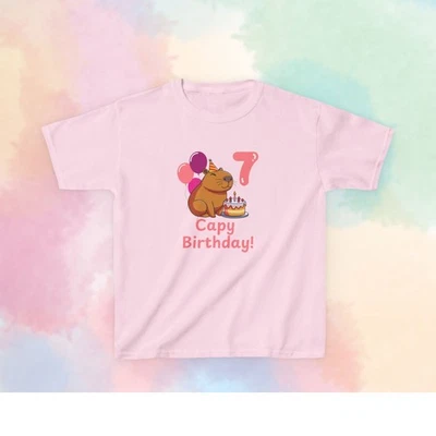 Camiseta Cumpleaños Capibara Niño | Algodón Personalizado Niños Edades 5-12 Foto 1 de 3