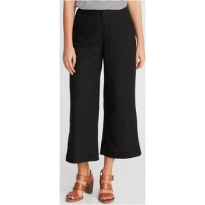 Old Navy High-Rise Leinenmischung Wide-Leg Cropped Hose Damen Gr. S schwarz - Bild 1 von 11