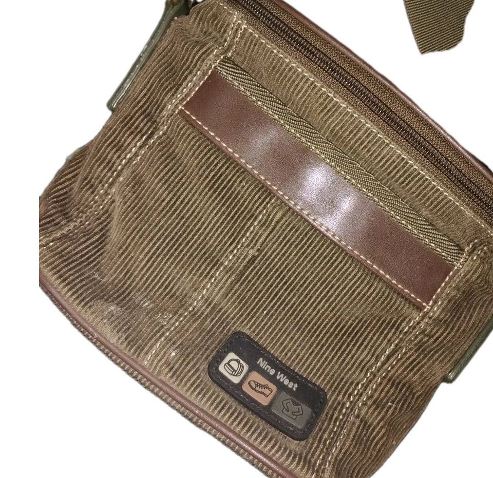 Vintage NINE WEST GREEN CORDUROY CROSSBODY PURSE - Изображение 1 из 4