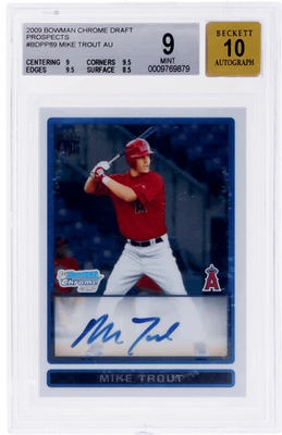 2009 Bowman Draft Picks and Prospects Mike Trout Chrome Auto #BDPP89 BGS 9/10 - Image 1 of 2