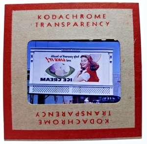 Kodachrome Red Border Slide | 1949 CALIFORNIA ICE CREAM TENNIS Billboard Sign Ad - Bild 1 von 3