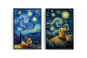 Pokemon Sternenhimmel Van Gogh Style Poster | 4x6 24x36 - Bild 1 von 8