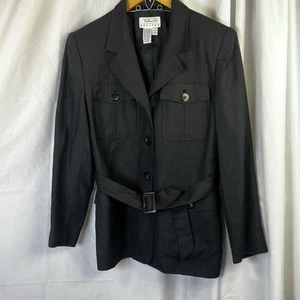 Talbots Blazer Size Italian Fabric Viscose Linen Belted Shoulder Pads Lined 6P - Picture 1 of 10