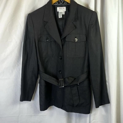 Talbots Blazer Size Italian Fabric Viscose Linen Belted Shoulder Pads Lined 6P - Image 1 of 4