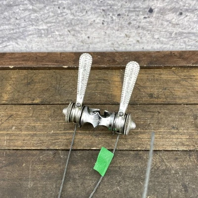 Vintage Campagnolo Gran Sport Shifters Downtube Clamp-On Campy Wires Cables - Image 1 of 4
