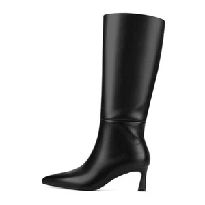 Kitten Heel Knee High Boots for Women Pointed Toe Tall Boots Wide Calf Boots - Picture 1 of 7