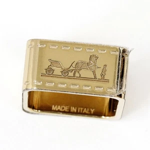 HERMES Bolduc Bufanda Anillo Cuadrado Color Dorado Casi Como Nuevo con Caja　 - Imagen 1 de 3