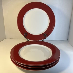 Crate & Barrel Dinner Plates (Set of 4) Red Band No Trim 10 5/8" E5 - Picture 1 of 10