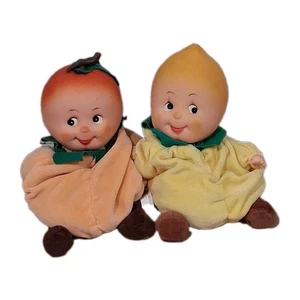 Pequeño Mundo Fruta Bebés Beanbag Peluche De Colección Lote De 2 Cabezas De Goma - Imagen 1 de 6