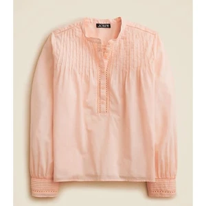 Camicia blusa J Crew Pintuck pizzo orlo L rosa nuova con etichette CI559 J.Crew Resort Ballet - Foto 1 di 8