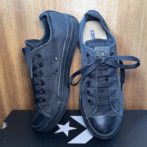 Converse Chuck Taylor scarpe da ginnastica basse triple nere mono donna UK 5