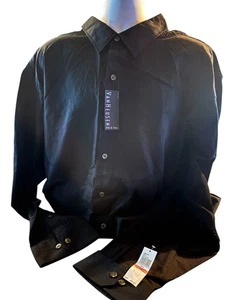 Camicia elegante Van Heusen Premium senza ferro 3XL nera manica lunga con bottoni NUOVA ~ - Foto 1 di 1