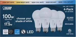Feit Electric LED A21 Dimmable 100W Replacement Bulbs (Pack of 4) - Picture 1 of 5