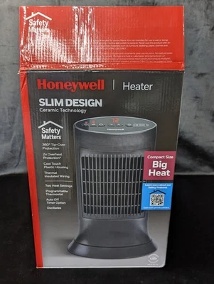 Calentador de cerámica Honeywell compacto diseño delgado negro con 2 ajustes de calor Foto 1 de 4