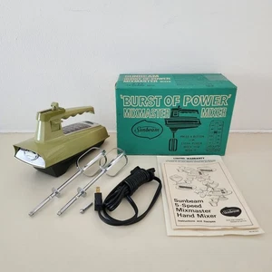 Mezclador de mano Sunbeam Mixmaster H-7 1972 vintage de 5 velocidades - aguacate - Imagen 1 de 23
