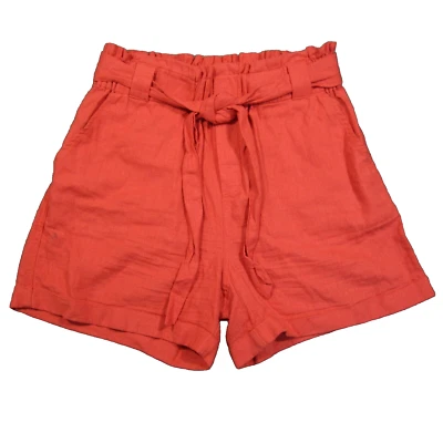 Orange Creek Bolsa de Papel Pantalones Cortos Mujer M Lino Tiro Alto Cinturón Elástico Playa Verano Foto 1 de 4