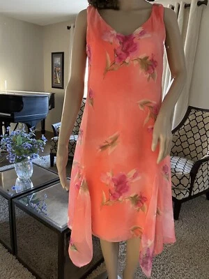 VESTIDO DE COLECCIÓN ALYN PAIGE CHIFÓN SUPERPUESTO FLORAL TOTALMENTE FORRADO MUJER 9/10 NUEVO SIN ETIQUETAS Foto 1 de 4