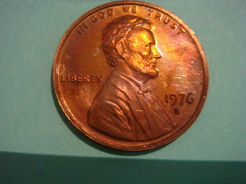 1976 S Lincoln Cent - Proof UNC, red BU, beautiful coin, beginning of toning Cover