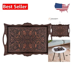 Art Deco Turkish Serving Tray with Floral Motifs - 6-Person Capacity in Copper - Picture 1 of 8