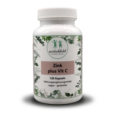 QUIETSCHFIDEL GESUNDHEIT UND MEHR GMBH Vitamin C + Zink - 120 Kapseln vegan Kombi für Abwehr und Immunsystem MHD 6/25