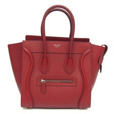 Celine Luggage Micro Shopper 167793 Women's Leather Handbag Dark Red BF569354
