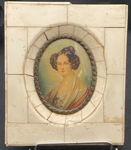 ANTIKES ANATOLE VELY MINIATURGEMÄLDE PORTRAIT, GERAHMT, SIGNIERT, um 1860 - Bild 1 von 6