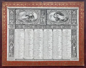 Rare calendrier de 1824. Dimensions 27,5 cm x 35,5 cm. - Picture 1 of 7
