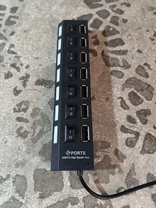 7 Ports Hub USB 2.0 High Speed Mehrfach Adapter Verlängerungskabel PC Laptop - Bild 1 von 6
