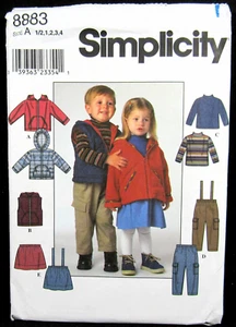 Jacket Vest Pants Skirt Top Toddler 1/2 1 2 3 4 Simplicity 8883 Uncut Pattern - Picture 1 of 4