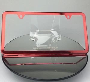 Powder Coated Candy Red Frame Holder Stainless Steel License Plate Slim 2H Audi - Picture 1 of 9