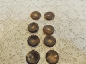 LOT-8 Vintage 7/8" MARCUS MOON SCOOPED BROWN SHANK CARVED BUTTONS-RARE - Picture 1 of 3