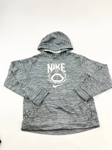 Nike Sweatshirt Hoodie Youth Boys XL Gray Dri M-Fit Fleece Lined Spell Out Logo - Picture 1 of 9