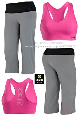 JUEGO DE 2 PIEZAS ZUMBA Flash Flare Capri Leggings Pantalones + Sujetador Defy Gravity Top S M L  Foto 1 de 4