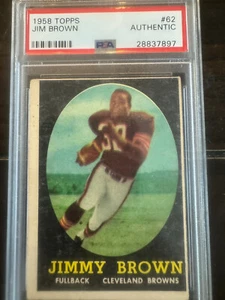 1958 Topps Football #62 Jim Jimmy Brown RC Rookie HOF PSA " NO CREASES " - Picture 1 of 2