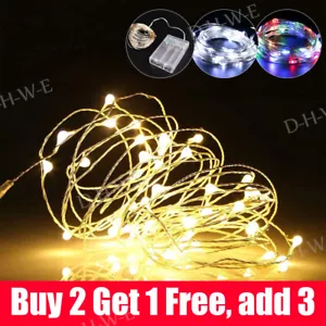 Fairy String Lights Micro Rice Copper Wire Xmas Light 20/100LED Battery Operated - Picture 1 of 16