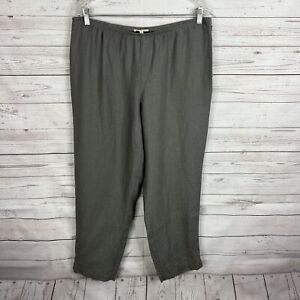 Eileen Fisher Womens Tapered Ankle Pants Size Large Gray Linen Side Zip