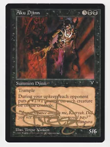 Gold Signed Aku Djinn HP Visions Artist Terese Nielsen MTG Magic Reserved List! - Picture 1 of 2