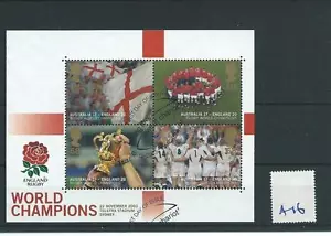 wbc. - HOJA EN MINIATURA GB - A16 - 2003 - RUGBY - CAMPEONES DEL MUNDO - BUEN USADO - Imagen 1 de 1